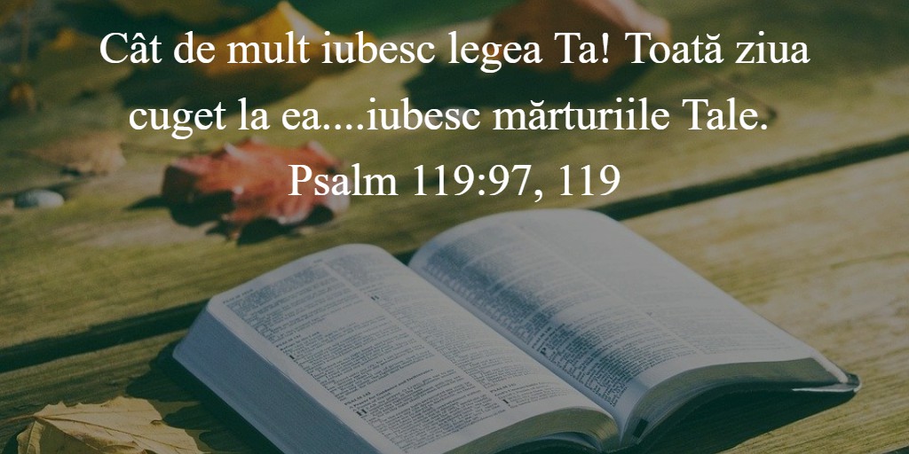 Cât de mult iubesc legea Ta! Toată ziua cuget la ea....iubesc mărturiile Tale. Psalm 119:97, 119