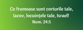 Ce frumoase sunt corturile tale, Iacov, locuințele tale, Israel! Num. 24:5