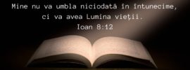 Eu sunt Lumina lumii. Cel ce Mă urmează pe Mine nu va umbla niciodată în întunecime, ci va avea Lumina vieții. Ioan 8:12