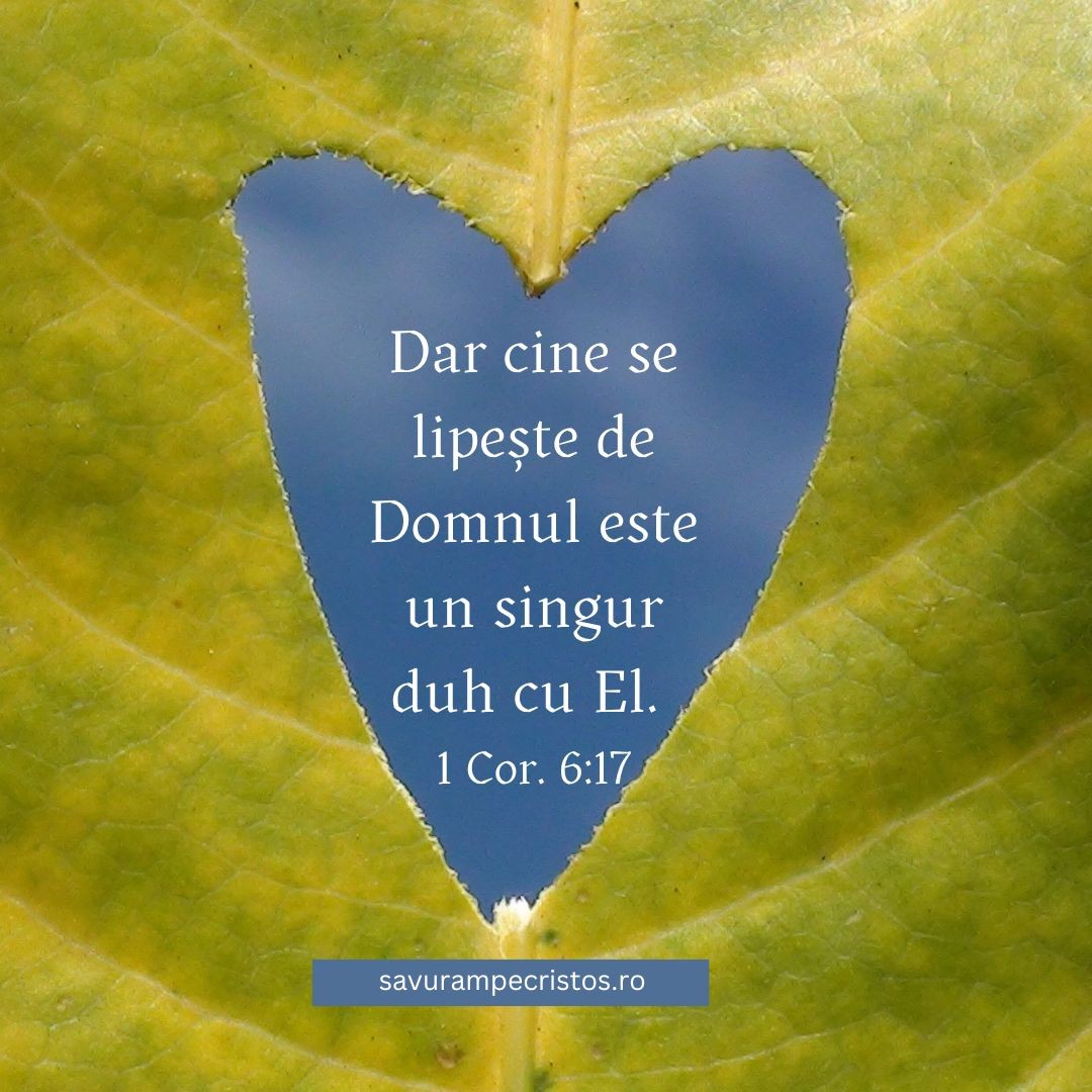 Dar cine se lipește de Domnul este un singur duh cu El.  1 Cor. 6:17
