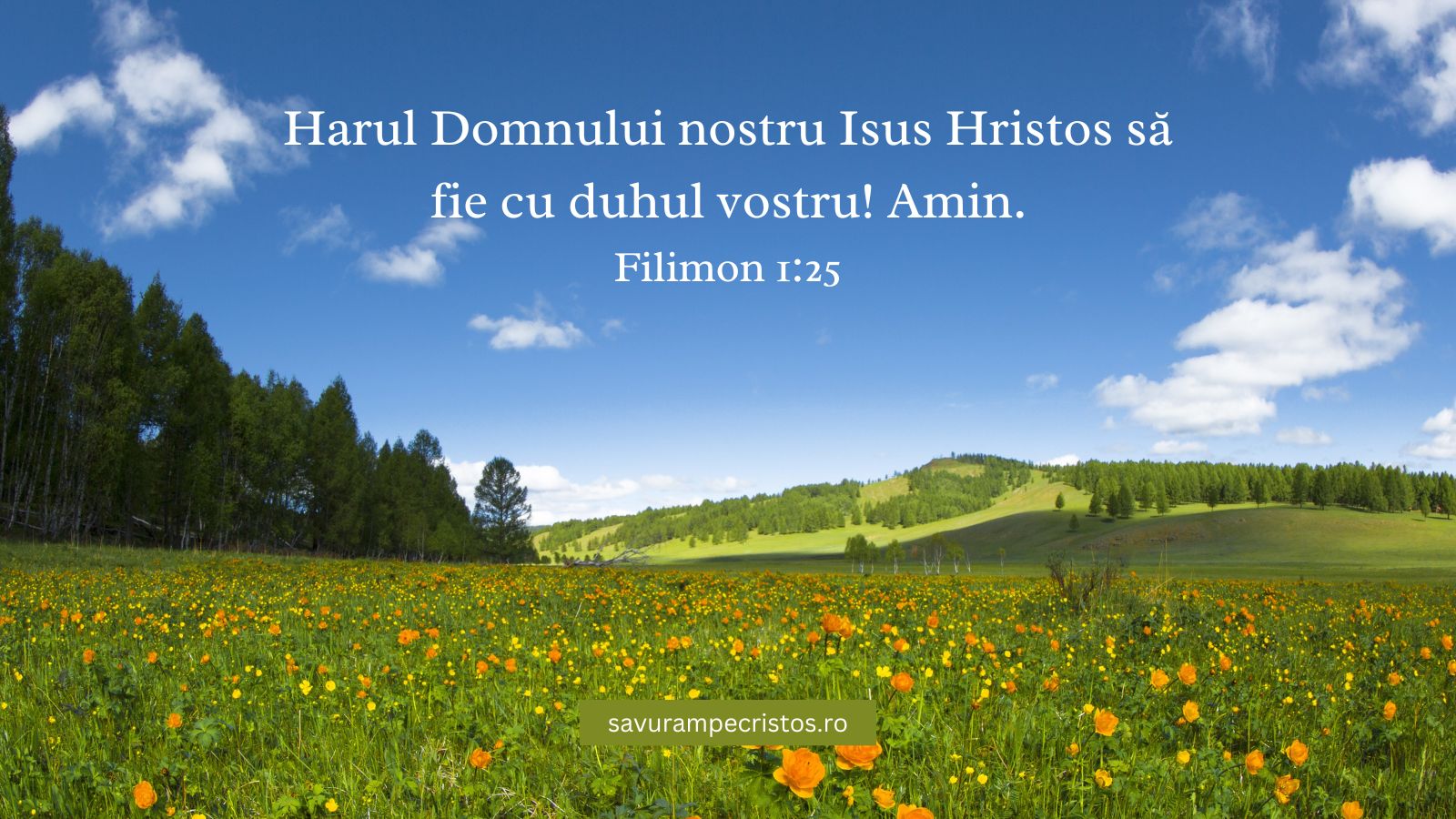 Harul Domnului nostru Isus Hristos să fie cu duhul vostru! Amin. Filimon 1:25