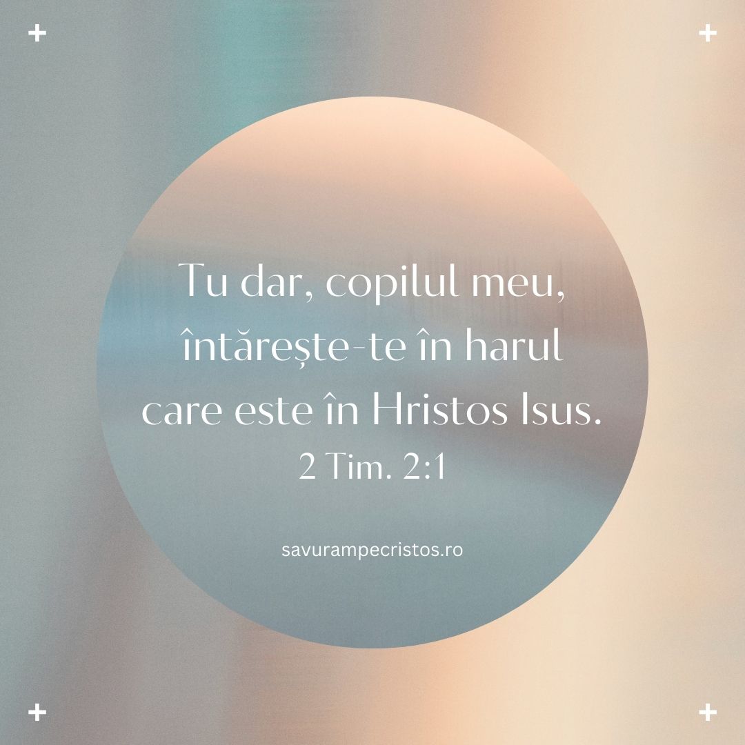 Tu dar, copilul meu, întărește-te în harul care este în Hristos Isus. 2 Tim. 2:1