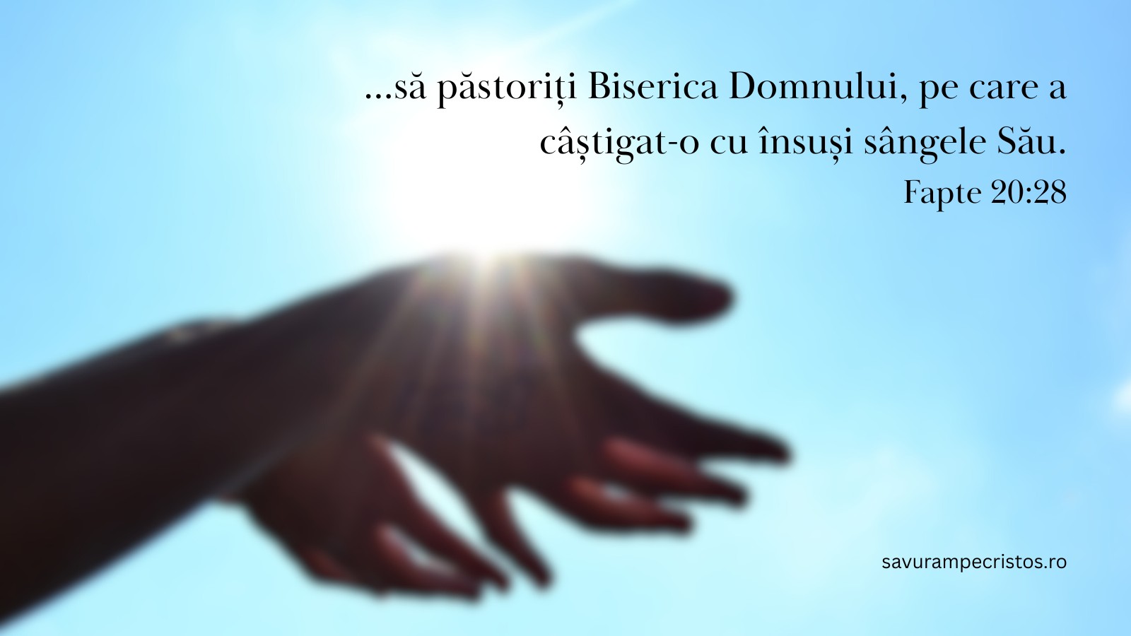 ...să păstoriți Biserica Domnului, pe care a câștigat-o cu însuși sângele Său. Fapte 20:28