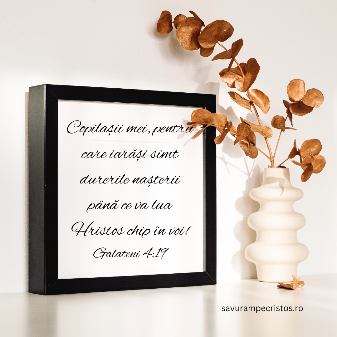 Copilașii mei, pentru care iarăși simt durerile nașterii până ce va lua Hristos chip în voi! Galateni 4:19