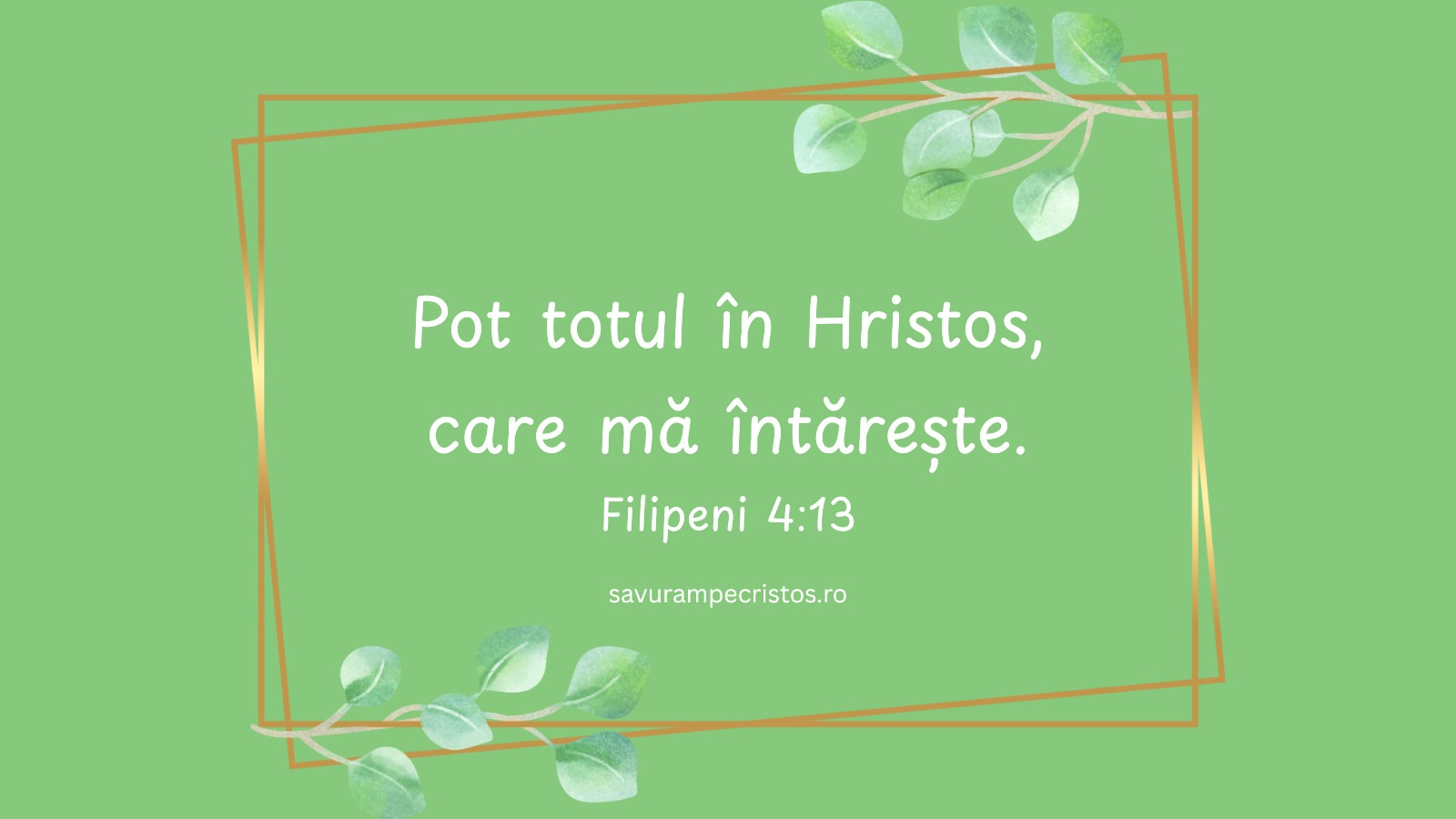 Pot totul în Hristos, care mă întărește. Filipeni 4:13
