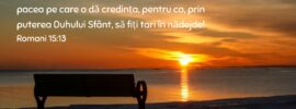Dumnezeul nădejdii să vă umple de toată bucuria și pacea pe care o dă credința, pentru ca, prin puterea Duhului Sfânt, să fiți tari în nădejde! Romani 15:13